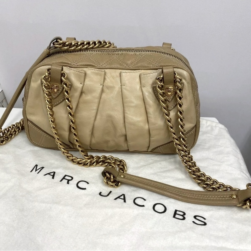 Marc Jacobs Quilted 2-Tone Lambskin Leather Gold Metal Chain Bag